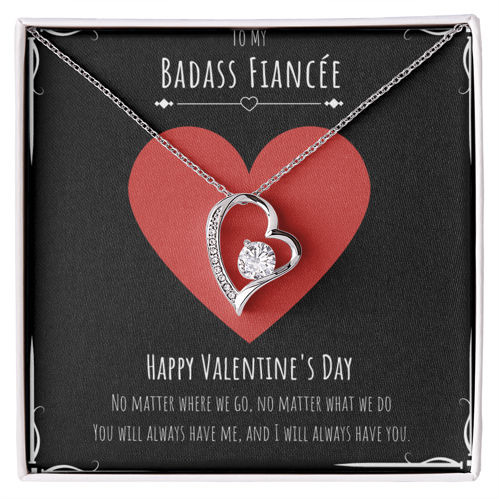 Badass Fiancée Valentines Day Gift Forever Love Necklace Message Card Gift From Fiancé, Fiancée Birthday Anniversary Jewelry Present by Best Gifts 305