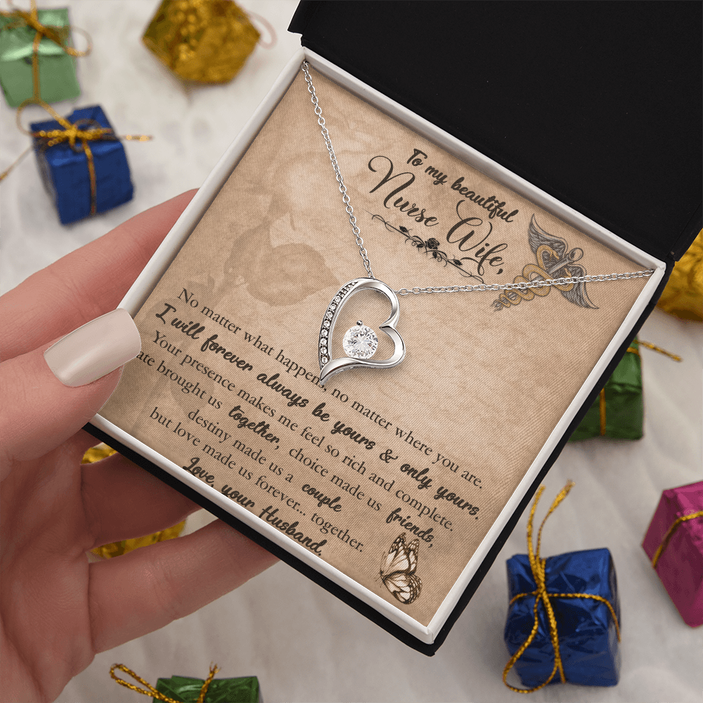 To My Beautiful Nurse Wife, Forever Love Necklace From Husband, Nurse Wife Jewelry, Gift For Nurse Wife, Nurse Wife Birthday Gift