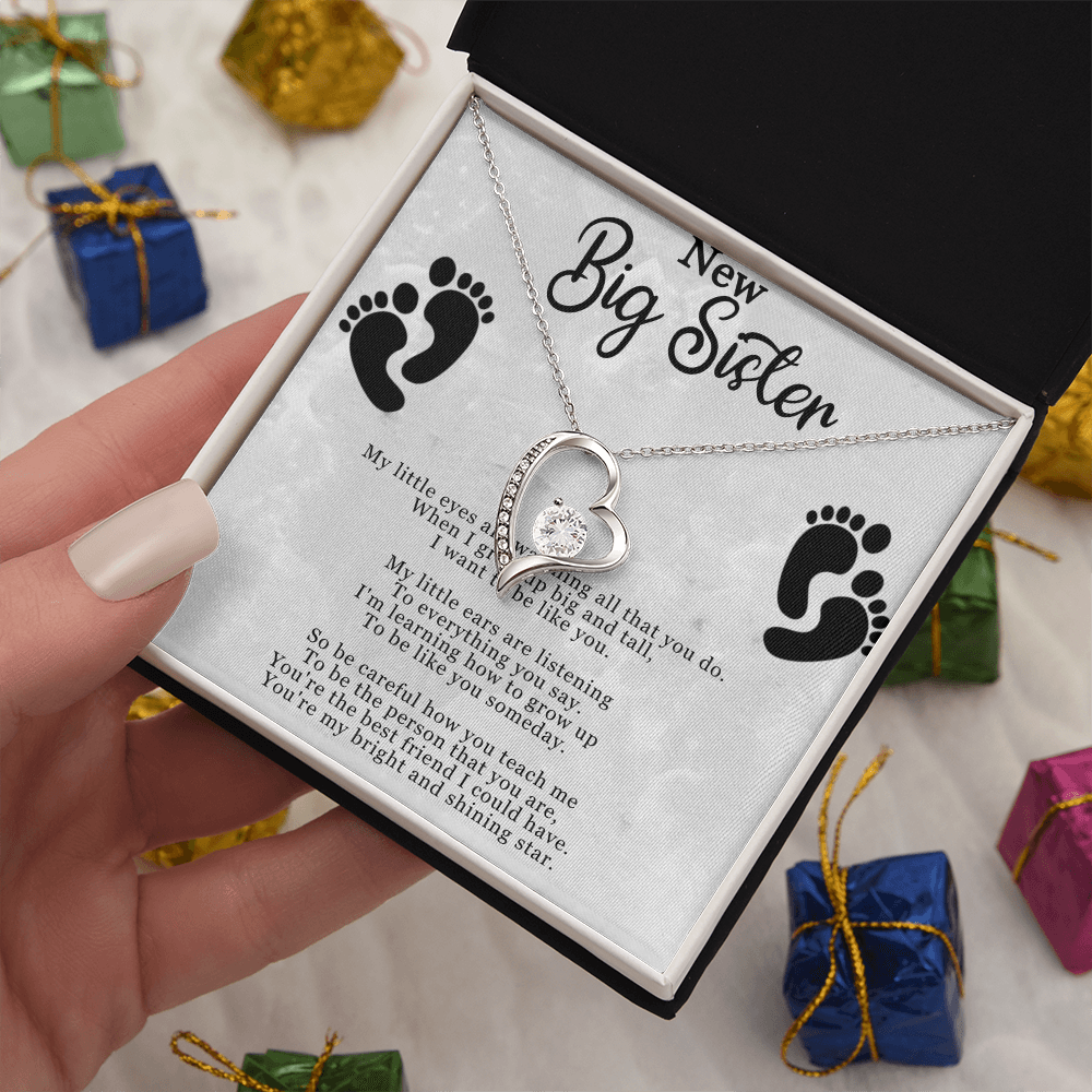 Big Sister Gift From New Baby, New Big Sister Jewelry, New Big Sister Gift, I Want To Be Like You - Forever Love Necklace With Message Card