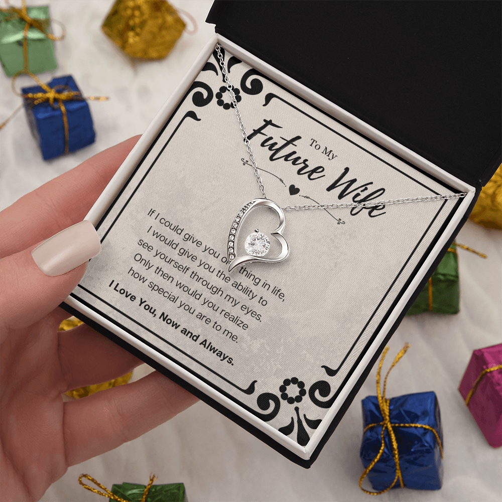 Future Wife Birthday Gift Message Card Jewelry Forever Love Necklace, Heartwarming Mothers Day Present From Fiancé, Fiancée Anniversary Valentines Day Gift For Her by Best Gifts 305