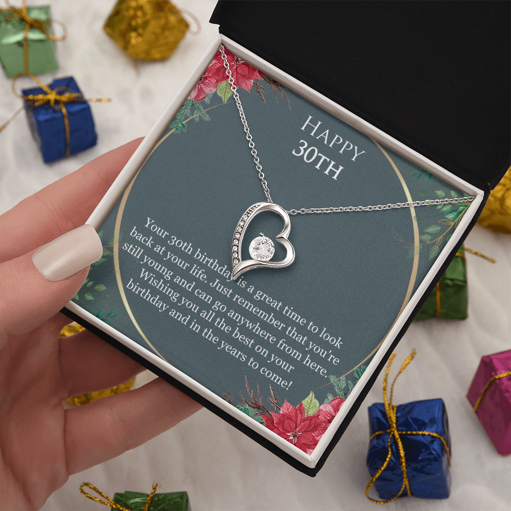 30th Birthday For Her, 30th Birthday Gift Ideas, Happy 30th, Wishing You All The Best - Forever Love Necklace With Birthday Greeting Card by Best Gifts 305