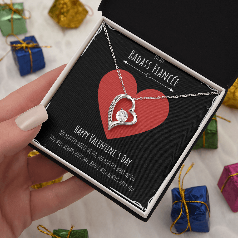 Badass Fiancée Valentines Day Gift Forever Love Necklace Message Card Gift From Fiancé, Fiancée Birthday Anniversary Jewelry Present by Best Gifts 305