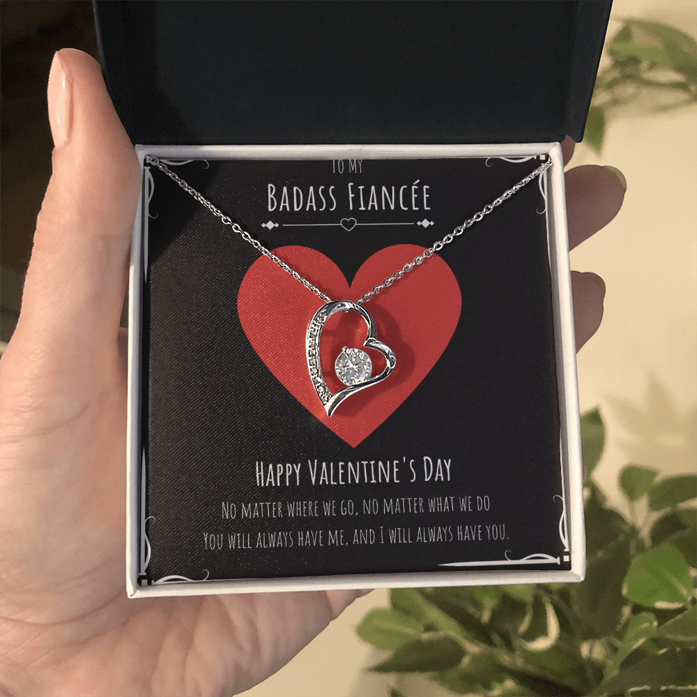 Badass Fiancée Valentines Day Gift Forever Love Necklace Message Card Gift From Fiancé, Fiancée Birthday Anniversary Jewelry Present by Best Gifts 305