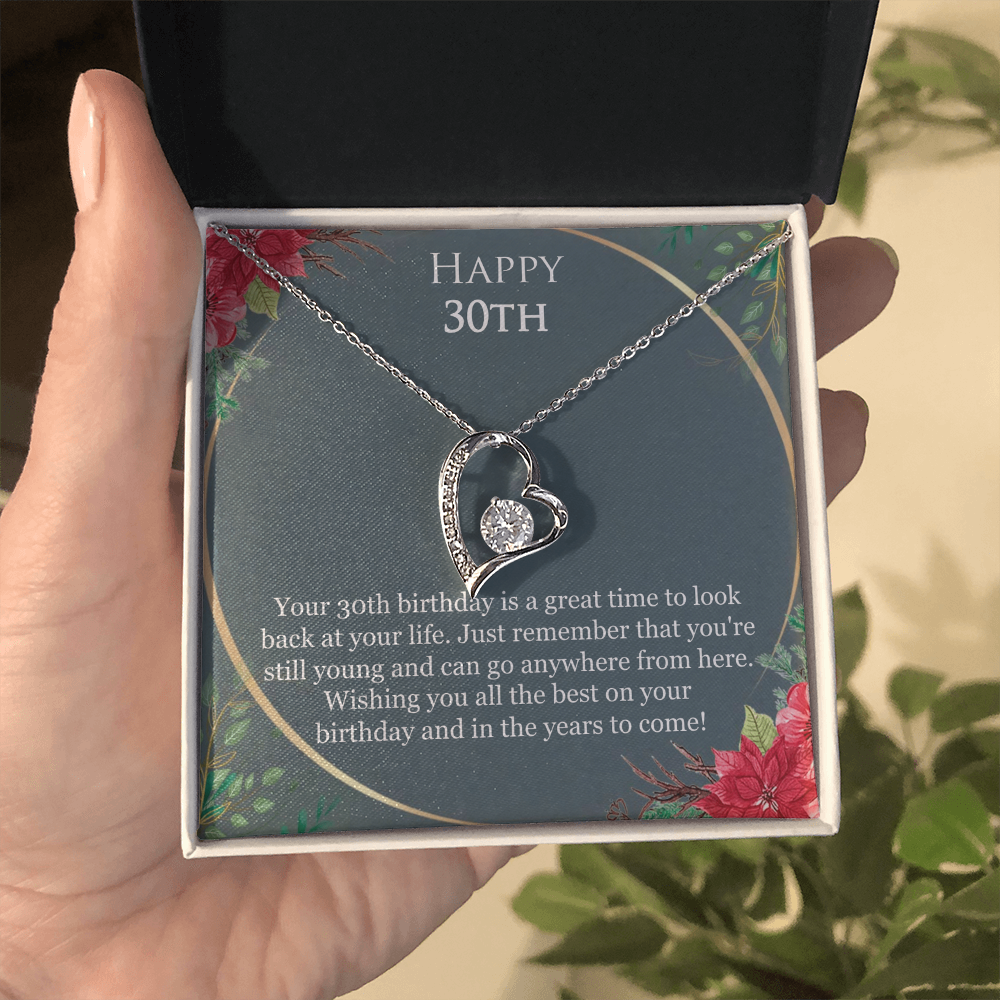 30th Birthday For Her, 30th Birthday Gift Ideas, Happy 30th, Wishing You All The Best - Forever Love Necklace With Birthday Greeting Card by Best Gifts 305