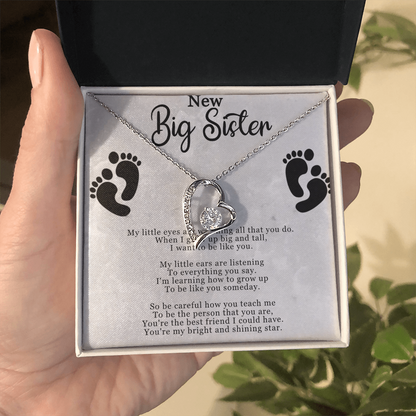 Big Sister Gift From New Baby, New Big Sister Jewelry, New Big Sister Gift, I Want To Be Like You - Forever Love Necklace With Message Card