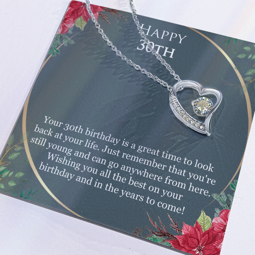 30th Birthday For Her, 30th Birthday Gift Ideas, Happy 30th, Wishing You All The Best - Forever Love Necklace With Birthday Greeting Card by Best Gifts 305