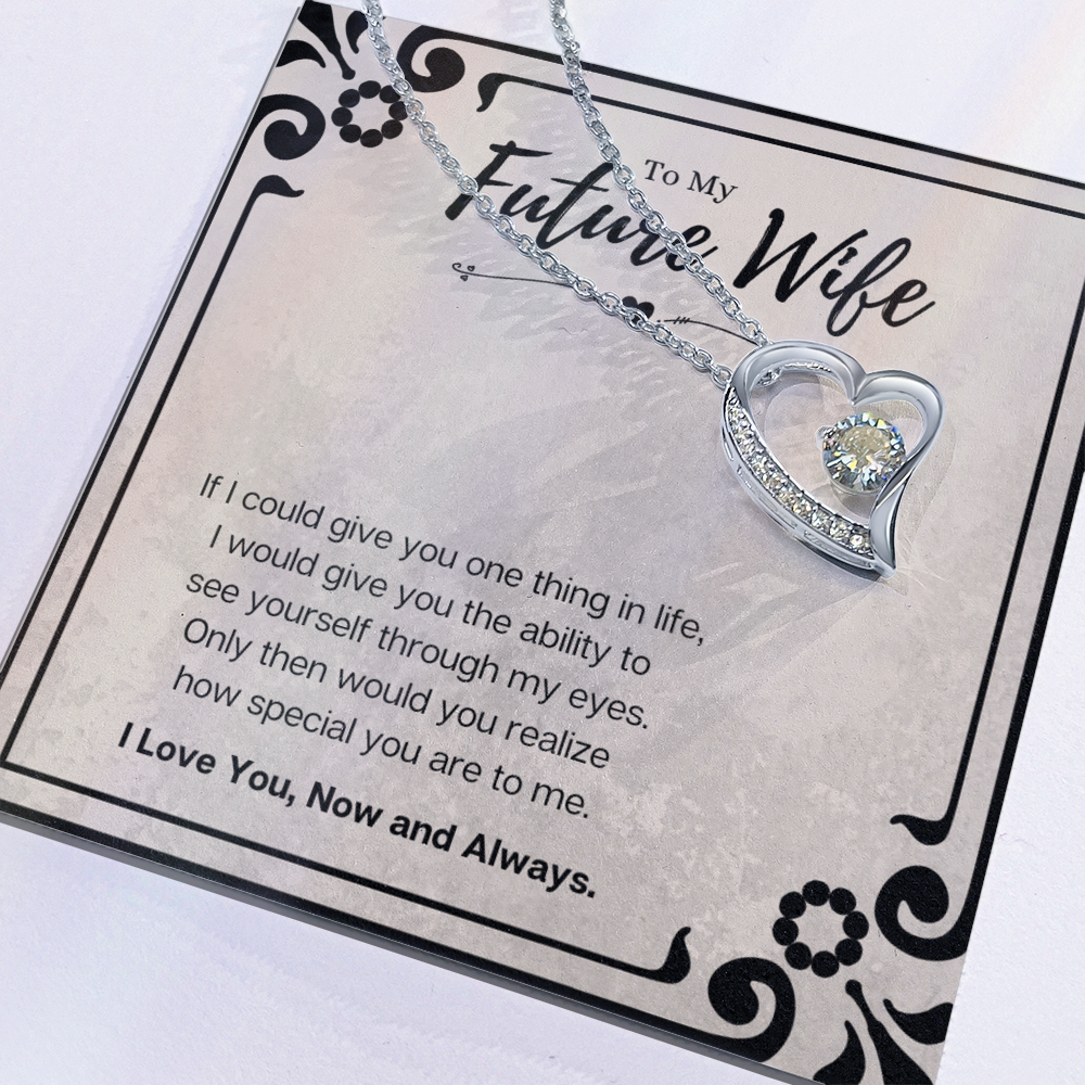 Future Wife Birthday Gift Message Card Jewelry Forever Love Necklace, Heartwarming Mothers Day Present From Fiancé, Fiancée Anniversary Valentines Day Gift For Her by Best Gifts 305