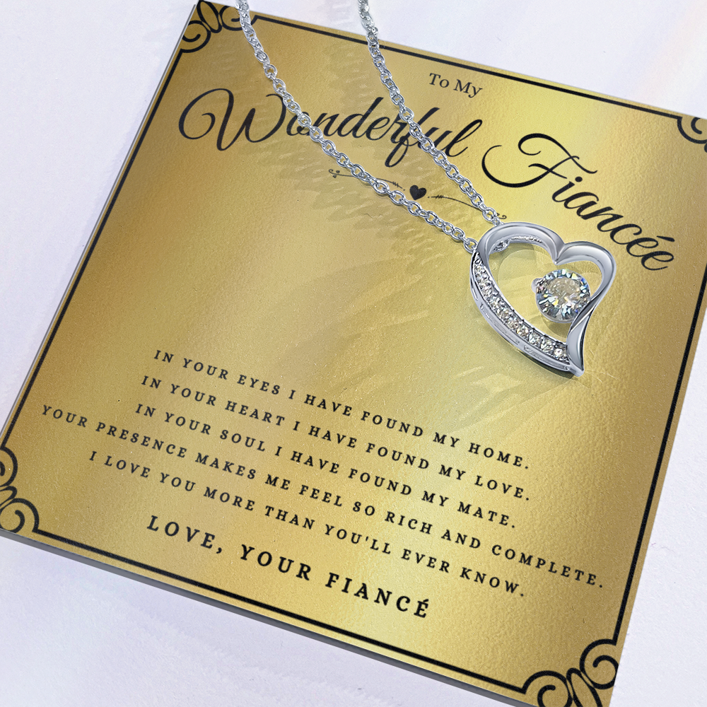 To My Wonderful Fiancée Forever Love Necklace Gift For Fiancée Anniversary, Fiancée Valentines Day Message Card Christmas Present From Fiancé, Fiancée Birthday Jewelry Gift by Best Gifts 305
