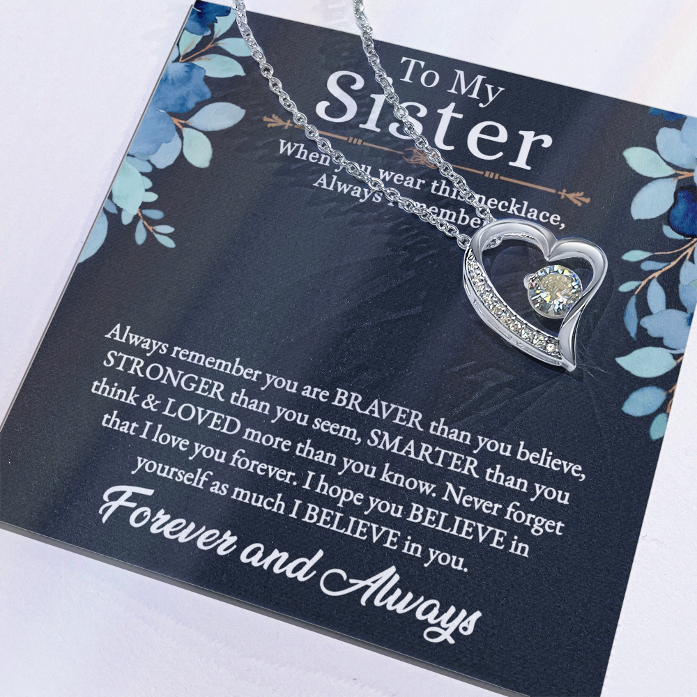 Gift For Twin Sister, Twin Sister, Sister Best Friend, Born Together, Forever Best Friend - Forever Love Necklace With Message Card