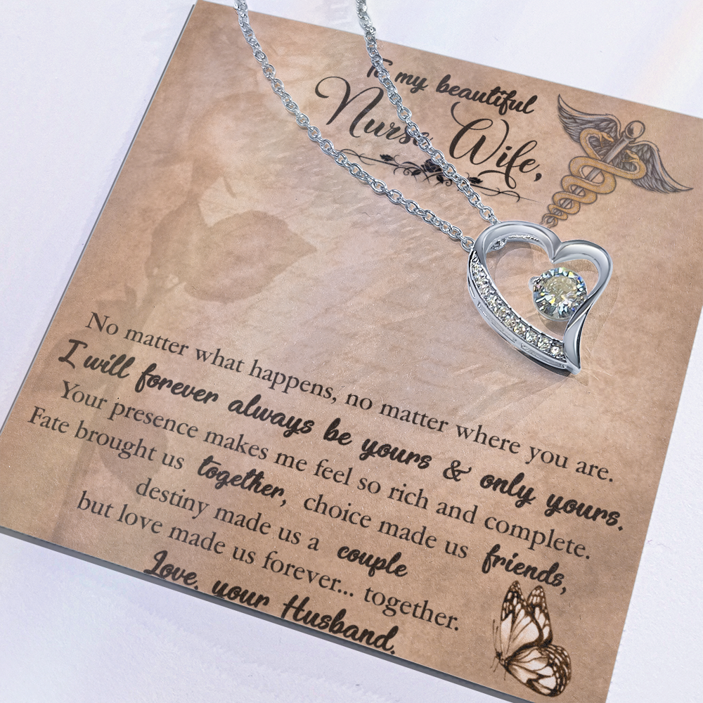 To My Beautiful Nurse Wife, Forever Love Necklace From Husband, Nurse Wife Jewelry, Gift For Nurse Wife, Nurse Wife Birthday Gift
