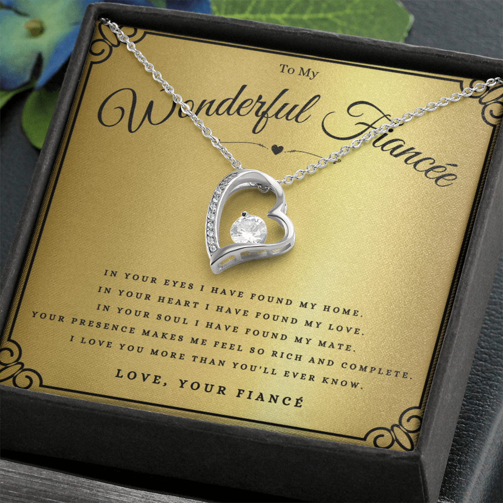 To My Wonderful Fiancée Forever Love Necklace Gift For Fiancée Anniversary, Fiancée Valentines Day Message Card Christmas Present From Fiancé, Fiancée Birthday Jewelry Gift by Best Gifts 305