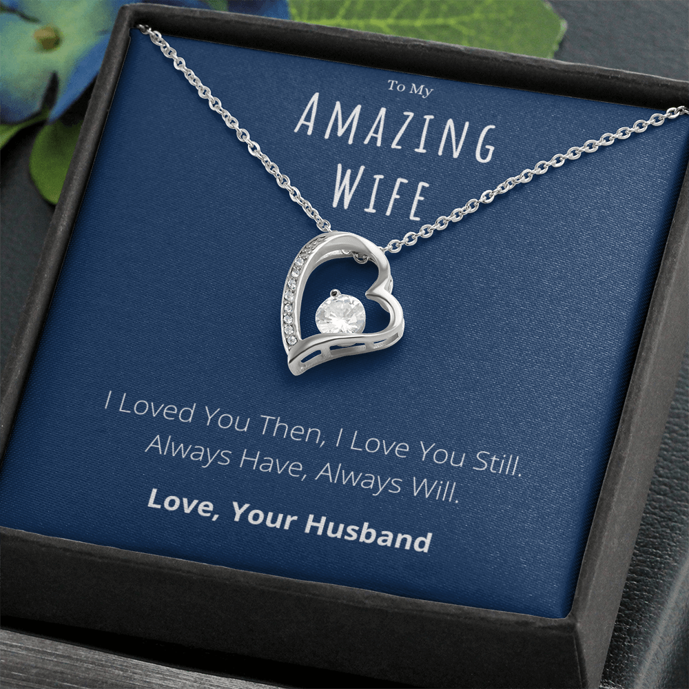 To My Amazing Wife Forever Love Necklace Anniversary Message Card Jewelry Gift From Husband, Heartwarming Wife Valentines Day Present by Best Gifts 305