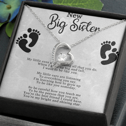 Big Sister Gift From New Baby, New Big Sister Jewelry, New Big Sister Gift, I Want To Be Like You - Forever Love Necklace With Message Card