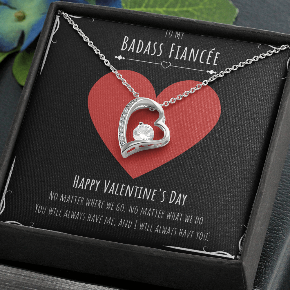Badass Fiancée Valentines Day Gift Forever Love Necklace Message Card Gift From Fiancé, Fiancée Birthday Anniversary Jewelry Present by Best Gifts 305