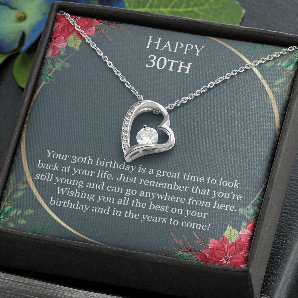 30th Birthday For Her, 30th Birthday Gift Ideas, Happy 30th, Wishing You All The Best - Forever Love Necklace With Birthday Greeting Card by Best Gifts 305
