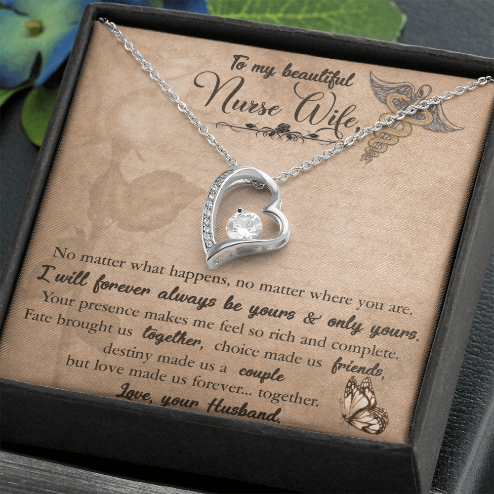 To My Beautiful Nurse Wife, Forever Love Necklace From Husband, Nurse Wife Jewelry, Gift For Nurse Wife, Nurse Wife Birthday Gift