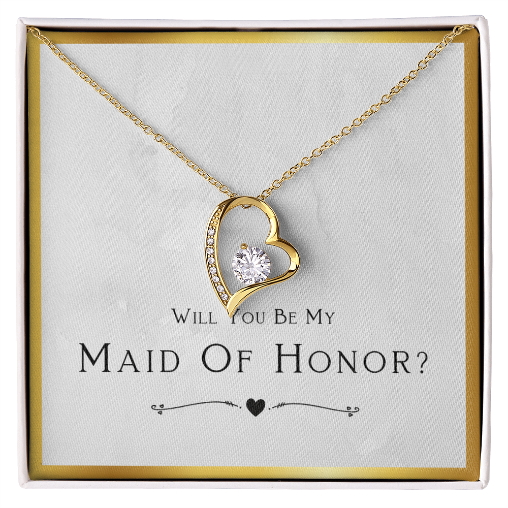 Maid Of Honor Gift, From Bride, Will You Be My Maid Of Honor, Proposal Gift - Forever Love Heart Necklace with Message Card by Best Gifts 305