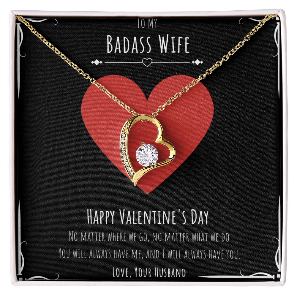 Badass Wife Valentines Day Gift Forever Love Necklace Message Card Gift From Husband, Wife Birthday Anniversary Jewelry Present by Best Gifts 305