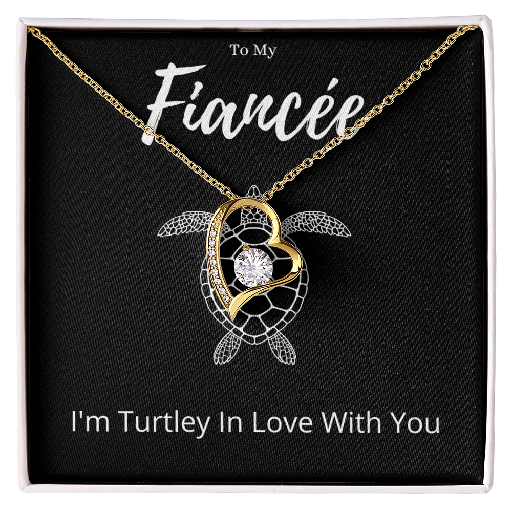 Funny Fiancée Turtle Forever Love Necklace Anniversary Gift From Fiancé, Animal Pun Message Card Jewelry Birthday Present From Him, Gag Gifts For Fiancée Valentines Day by Best Gifts 305