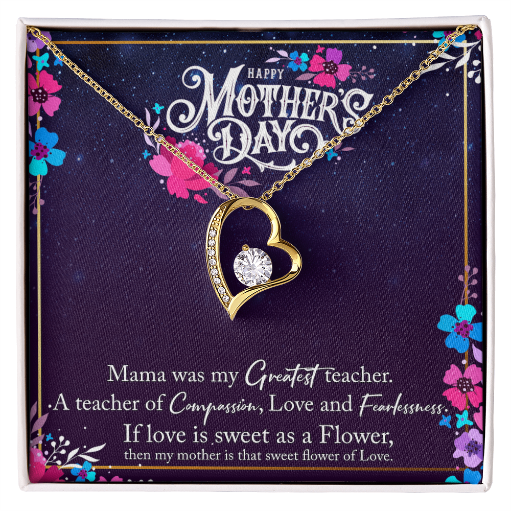 Forever Love Necklace – 14k White Gold or 18k Yellow Gold Finish with Heart Pendant & 6.5mm Cubic Zirconia for Mother's Day
