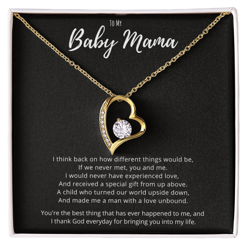 Baby Mama Mothers Day Jewelry Gift From Baby Daddy, Thankful Message Card Forever Love Necklace Birthday Gift, Valentines Day Anniversary Present For Mom Wife by Best Gifts 305