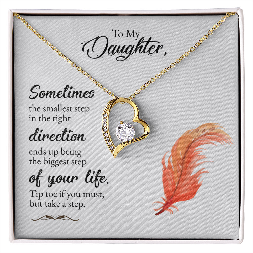 To My Daughter Forever Love Necklace – Heart CZ Pendant Gift from Mom or Dad for Encouragement & Inspiration