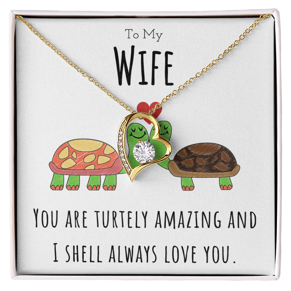 To My Wife Funny Turtle Message Card Jewelry Forever Love Necklace Gift From Husband, Cute Turtle Animal Pun Birthday Gift For Wife, Anniversary Present For Her by Best Gifts 305