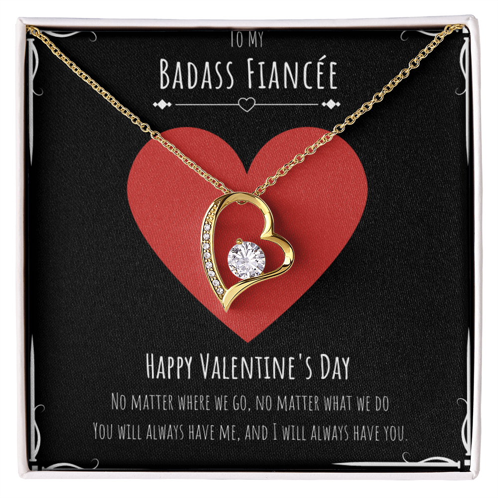 Badass Fiancée Valentines Day Gift Forever Love Necklace Message Card Gift From Fiancé, Fiancée Birthday Anniversary Jewelry Present by Best Gifts 305