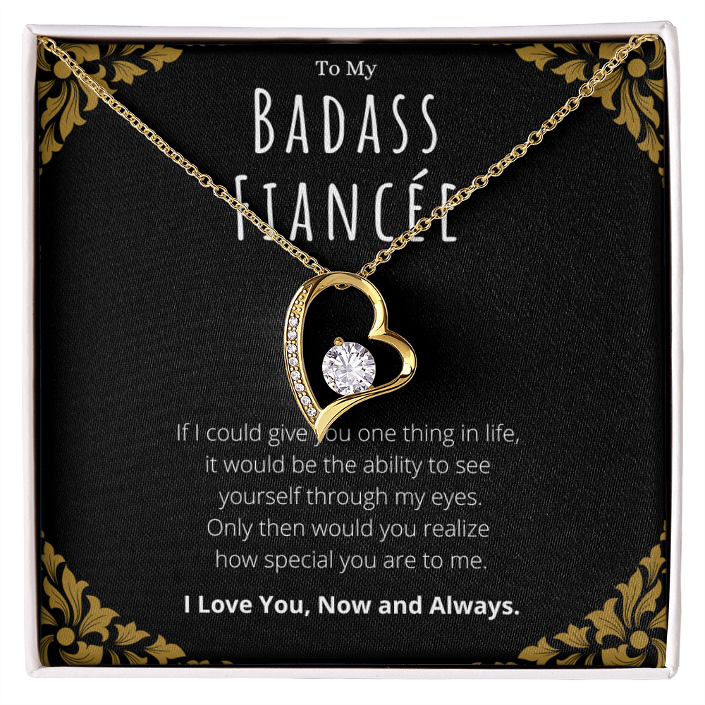 Badass Fiancée Forever Love Necklace Message Card Gift From Fiancé, Fiancée Valentines Day Anniversary Jewelry Present For Fiancée Birthday by Best Gifts 305