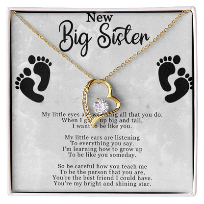 Big Sister Gift From New Baby, New Big Sister Jewelry, New Big Sister Gift, I Want To Be Like You - Forever Love Necklace With Message Card