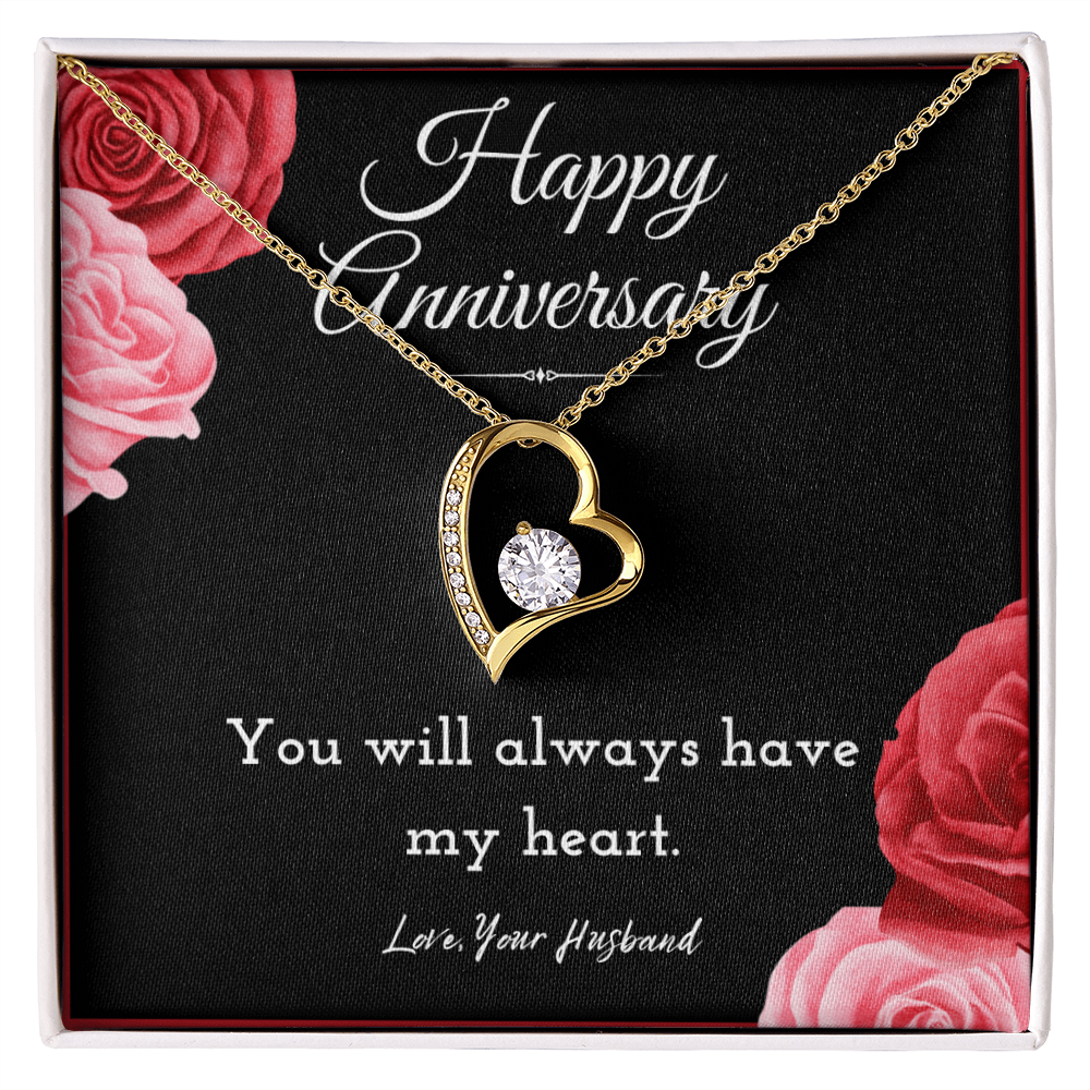 Happy Anniversary Forever Love Necklace Jewelry Message Card For Wife From Husband, Wife Anniversary Present From Him, Heartfelt Necklace Gift For Her by Best Gifts 305