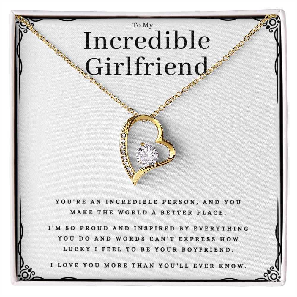 To My Incredible Girlfriend Jewelry Message Card Gift Forever Love Necklace Birthday Present From Boyfriend, Incredible Girlfriend Valentines Day Present by Best Gifts 305