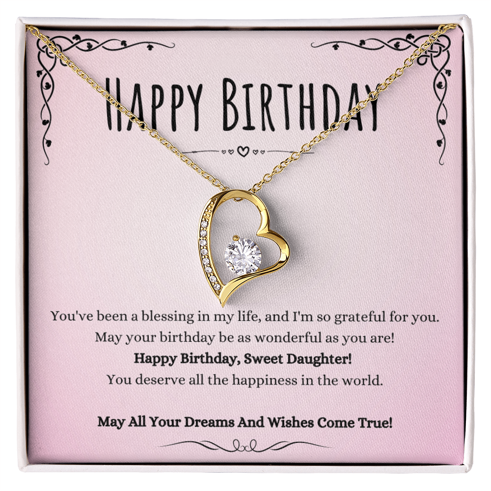 Daughter Birthday Heart Necklace Gift from Mom or Dad – Forever Love Pendant with CZ Crystal