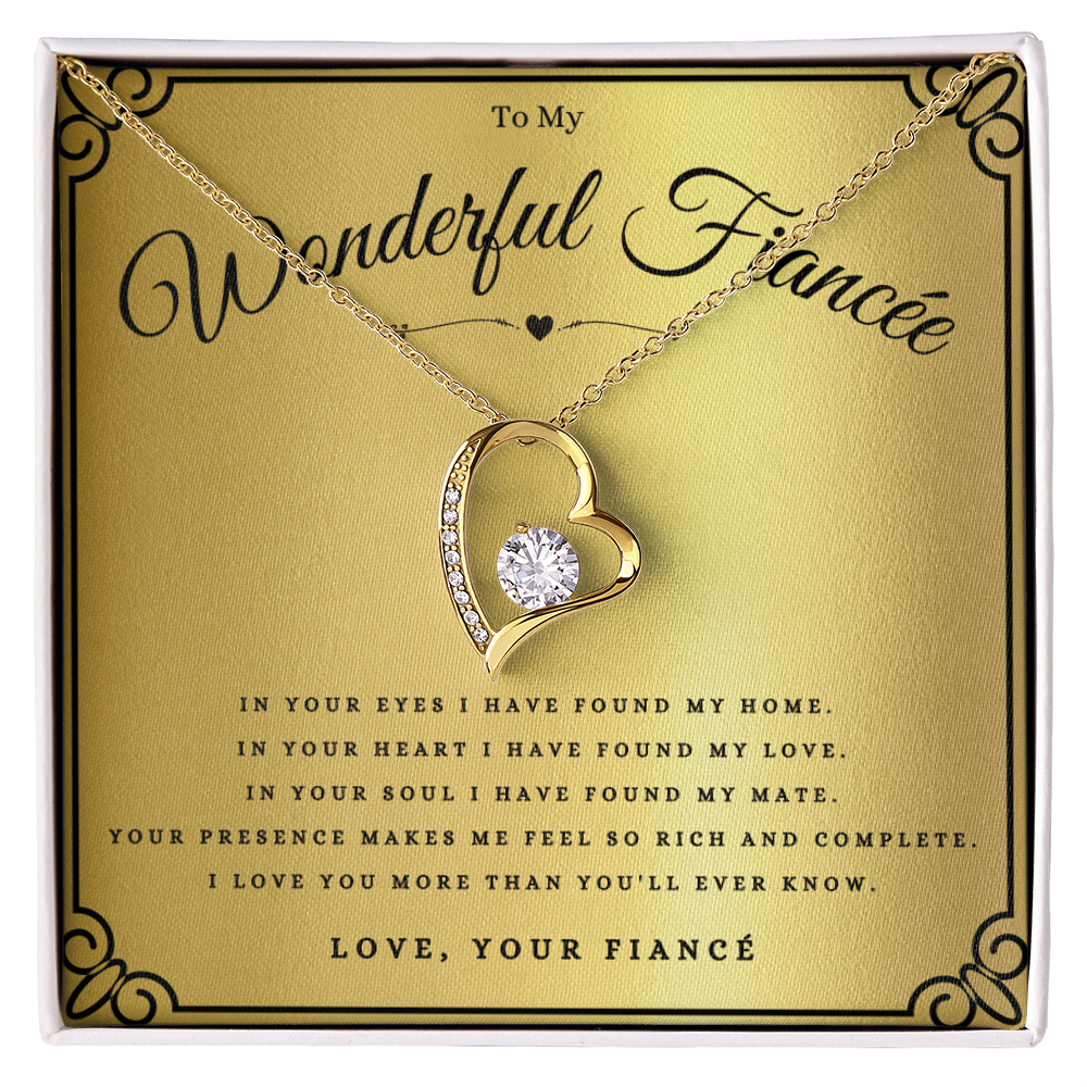 To My Wonderful Fiancée Forever Love Necklace Gift For Fiancée Anniversary, Fiancée Valentines Day Message Card Christmas Present From Fiancé, Fiancée Birthday Jewelry Gift by Best Gifts 305