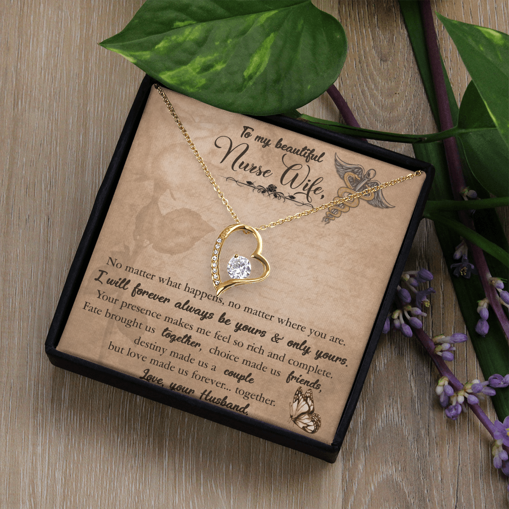 To My Beautiful Nurse Wife, Forever Love Necklace From Husband, Nurse Wife Jewelry, Gift For Nurse Wife, Nurse Wife Birthday Gift
