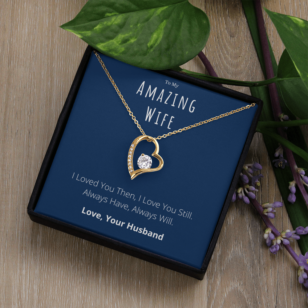 To My Amazing Wife Forever Love Necklace Anniversary Message Card Jewelry Gift From Husband, Heartwarming Wife Valentines Day Present by Best Gifts 305