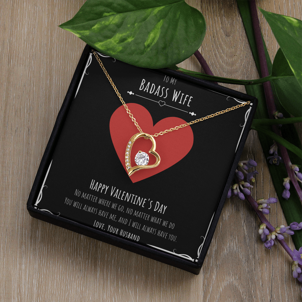 Badass Wife Valentines Day Gift Forever Love Necklace Message Card Gift From Husband, Wife Birthday Anniversary Jewelry Present by Best Gifts 305