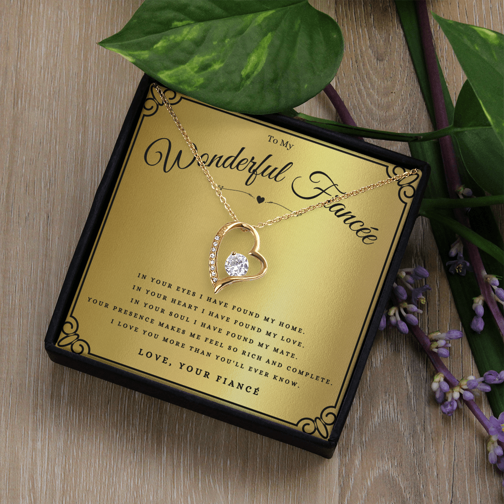 To My Wonderful Fiancée Forever Love Necklace Gift For Fiancée Anniversary, Fiancée Valentines Day Message Card Christmas Present From Fiancé, Fiancée Birthday Jewelry Gift by Best Gifts 305