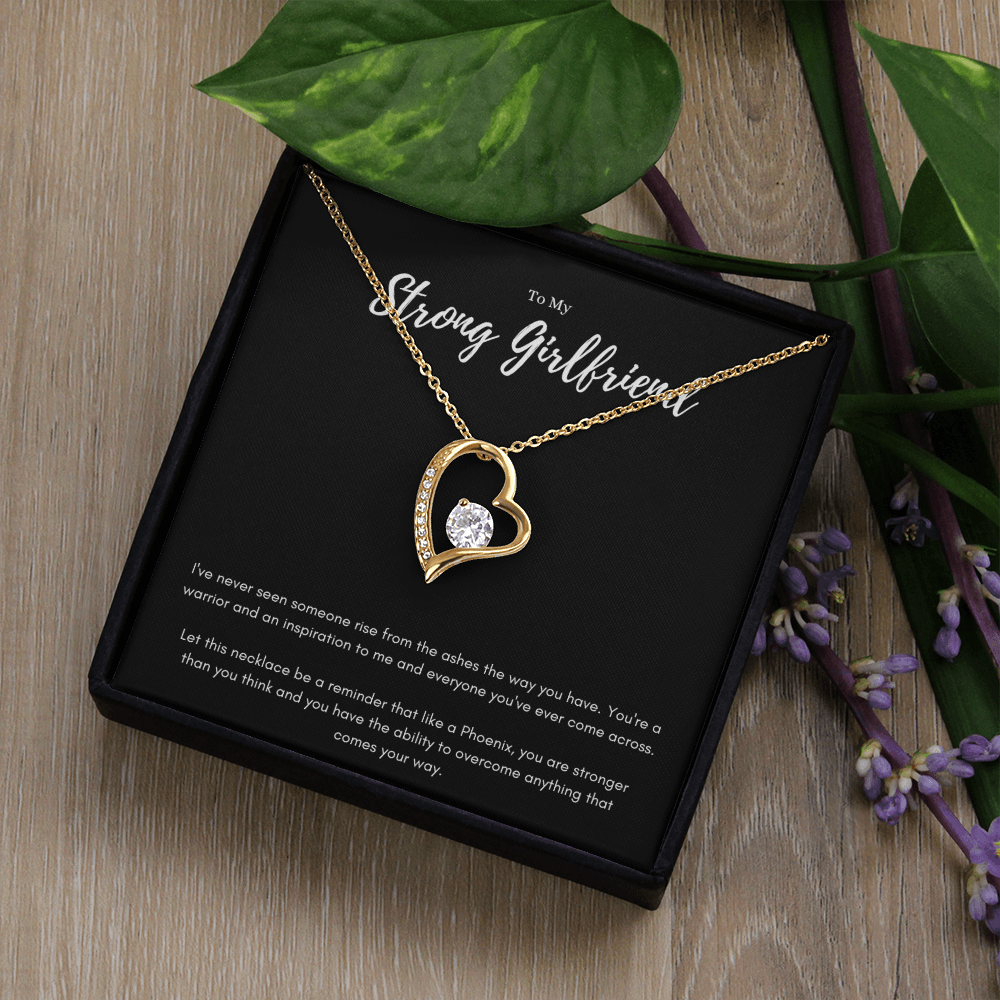Strong Girlfriend Phoenix Message Card Jewelry Forever Love Necklace Gift From Boyfriend, Meaningful Birthday Gift For Girlfriend, Inspirational Valentines Day Necklace Message For Her by Best Gifts 305