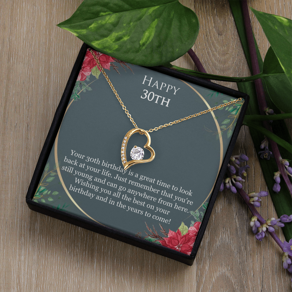 30th Birthday For Her, 30th Birthday Gift Ideas, Happy 30th, Wishing You All The Best - Forever Love Necklace With Birthday Greeting Card by Best Gifts 305