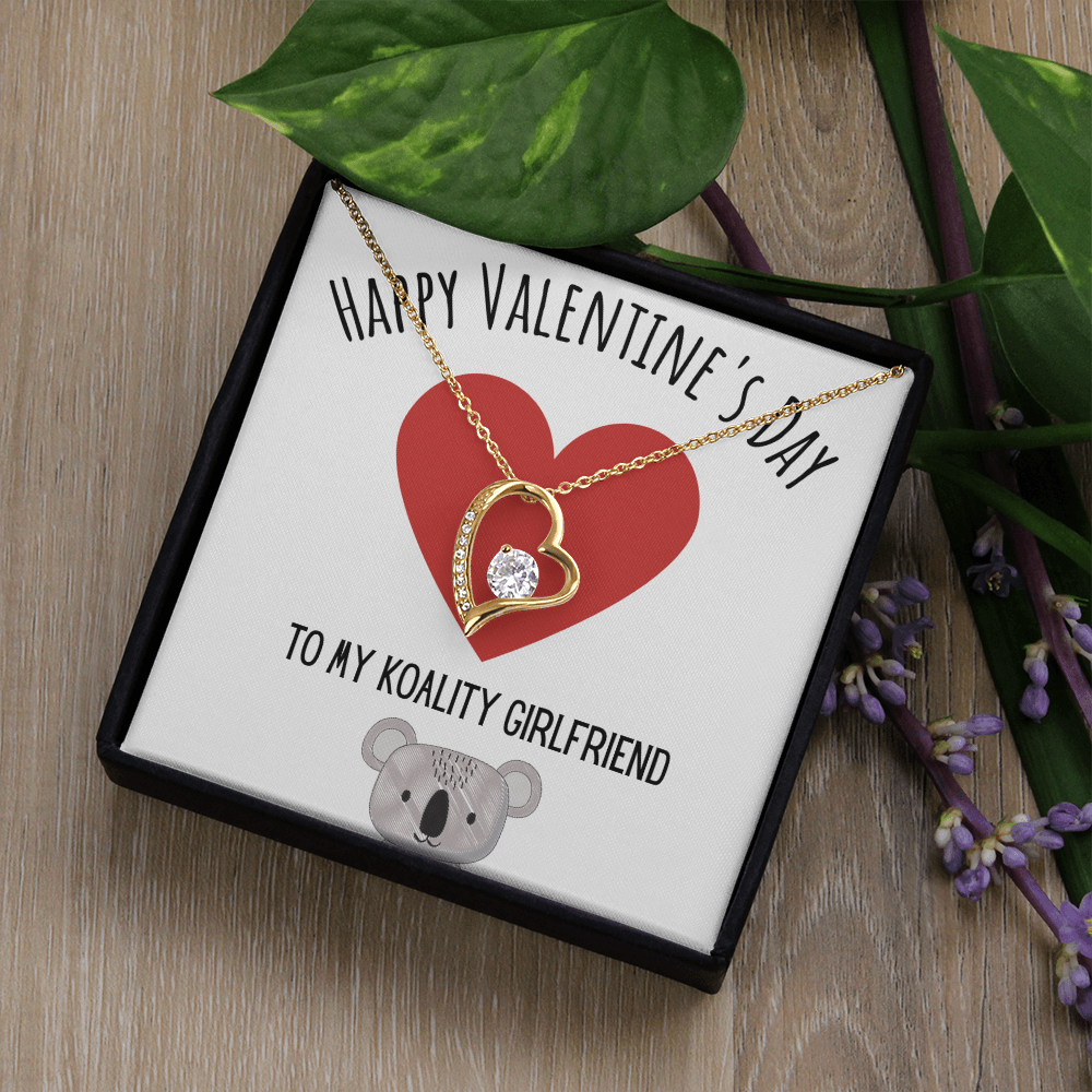 Funny Koala Valentines Day Forever Love Necklace Jewelry Gift For Girlfriend, Funny Girlfriend V-Day Present From Boyfriend, Cute Valentine's Day Message Card Jewelery by Best Gifts 305