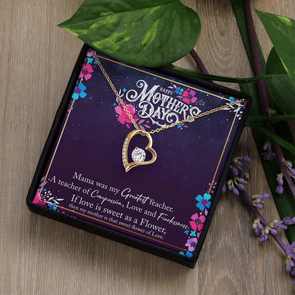 Forever Love Necklace – 14k White Gold or 18k Yellow Gold Finish with Heart Pendant & 6.5mm Cubic Zirconia for Mother's Day