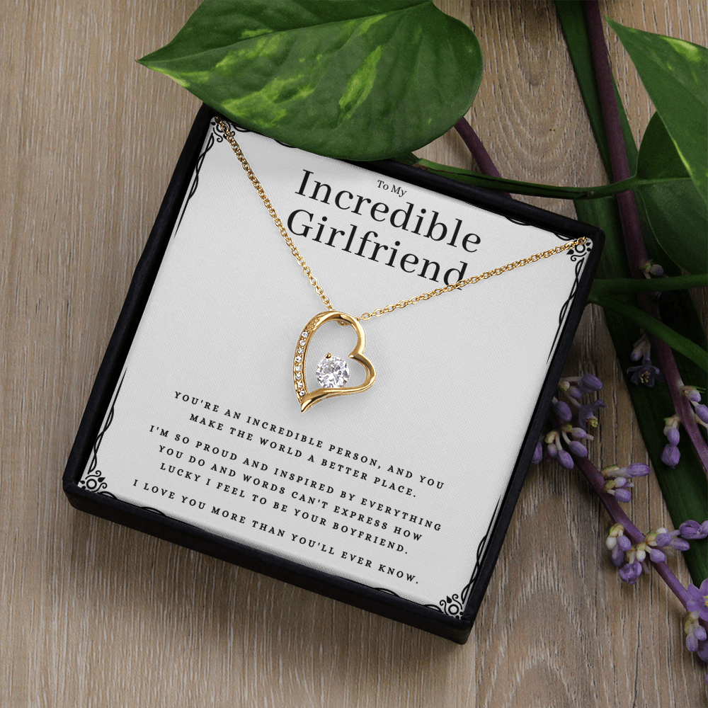 To My Incredible Girlfriend Jewelry Message Card Gift Forever Love Necklace Birthday Present From Boyfriend, Incredible Girlfriend Valentines Day Present by Best Gifts 305