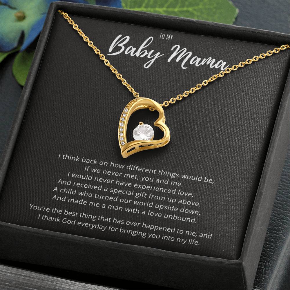 Baby Mama Mothers Day Jewelry Gift From Baby Daddy, Thankful Message Card Forever Love Necklace Birthday Gift, Valentines Day Anniversary Present For Mom Wife by Best Gifts 305