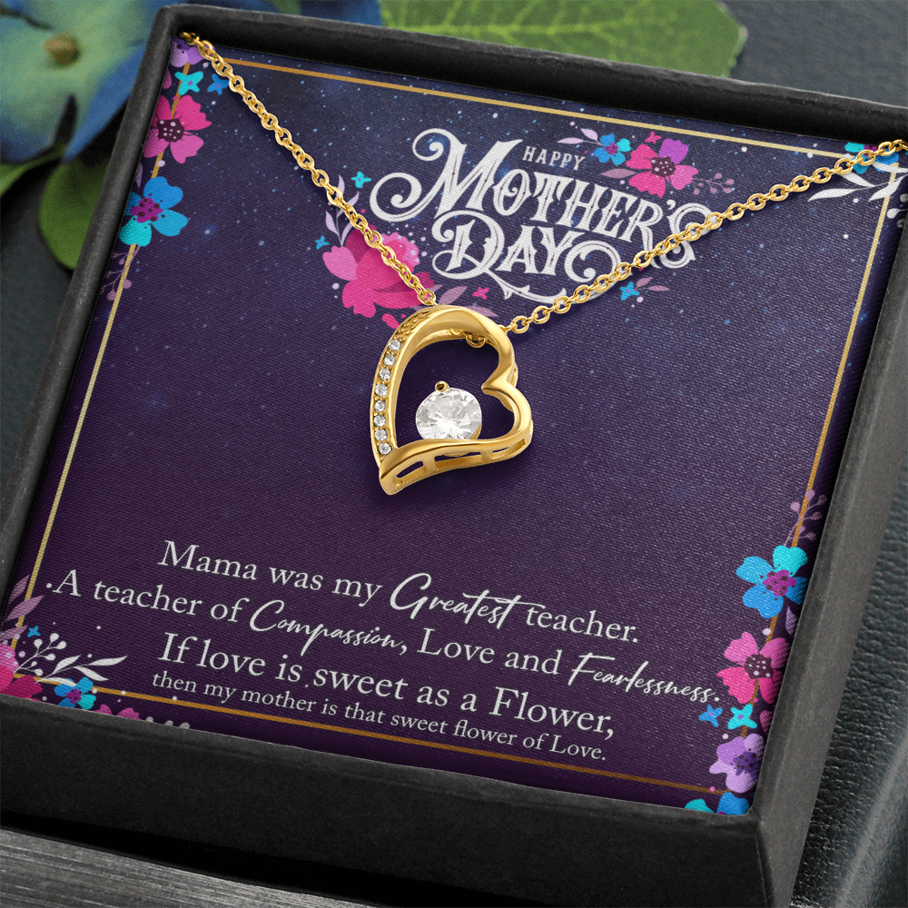 Forever Love Necklace – 14k White Gold or 18k Yellow Gold Finish with Heart Pendant & 6.5mm Cubic Zirconia for Mother's Day