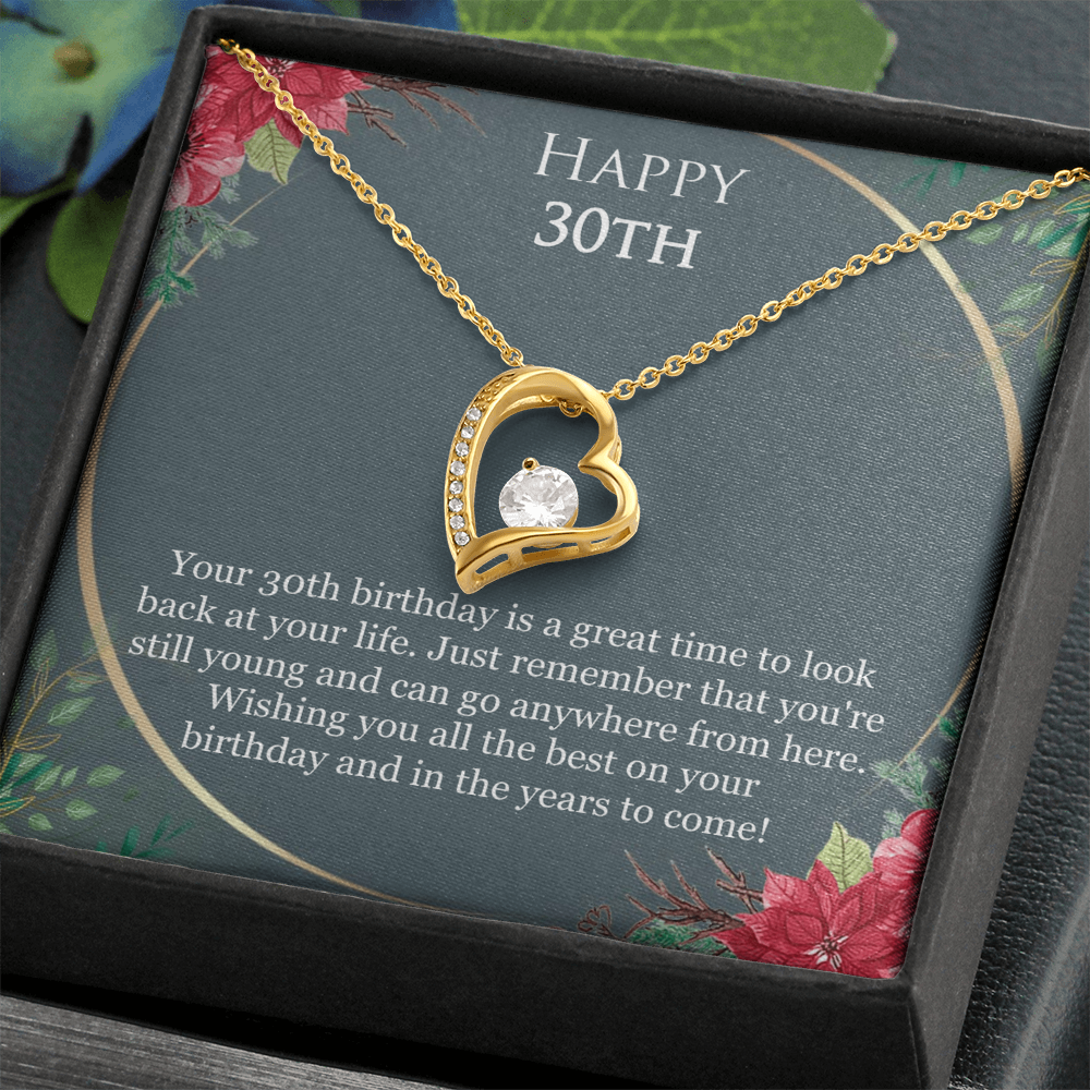 30th Birthday For Her, 30th Birthday Gift Ideas, Happy 30th, Wishing You All The Best - Forever Love Necklace With Birthday Greeting Card by Best Gifts 305
