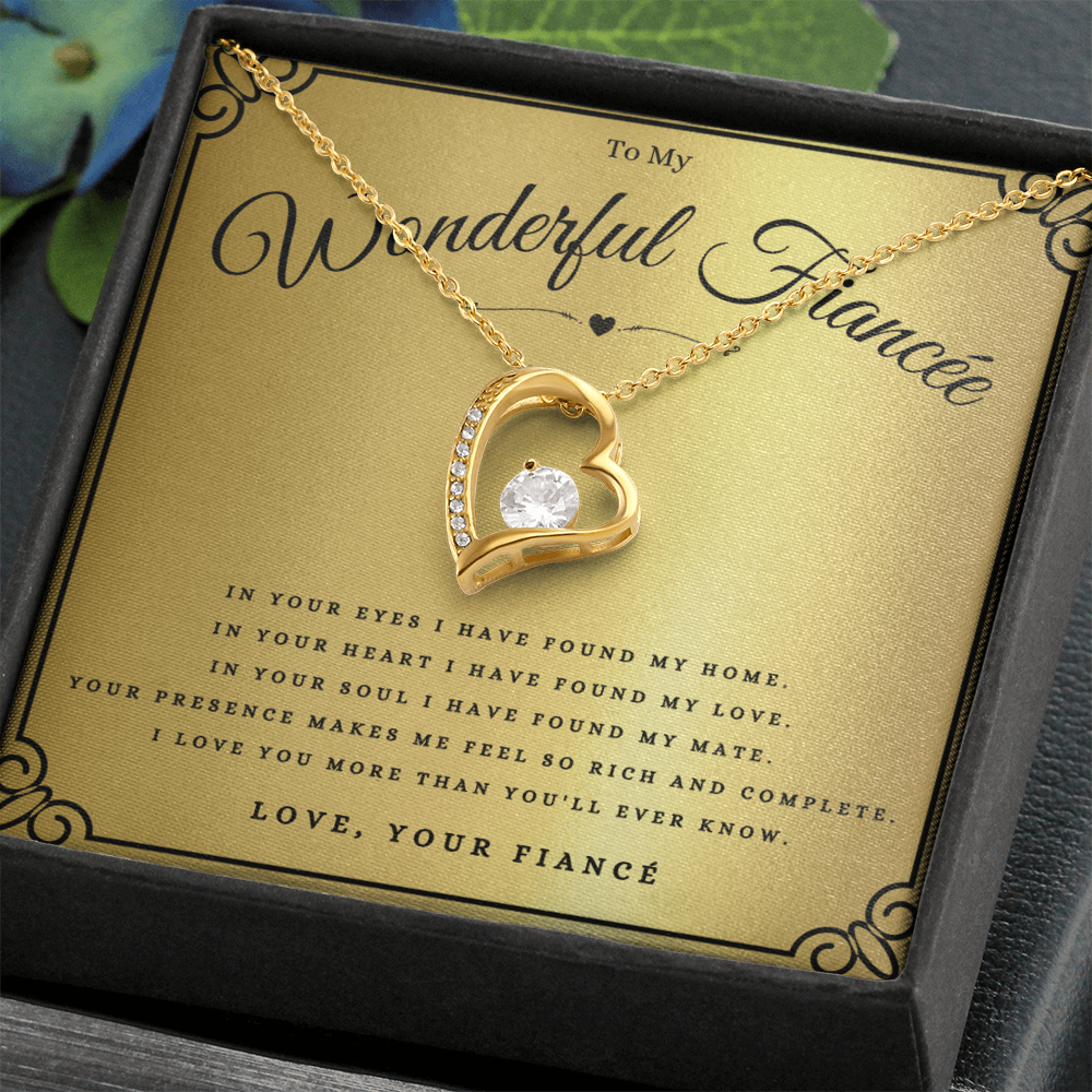 To My Wonderful Fiancée Forever Love Necklace Gift For Fiancée Anniversary, Fiancée Valentines Day Message Card Christmas Present From Fiancé, Fiancée Birthday Jewelry Gift by Best Gifts 305