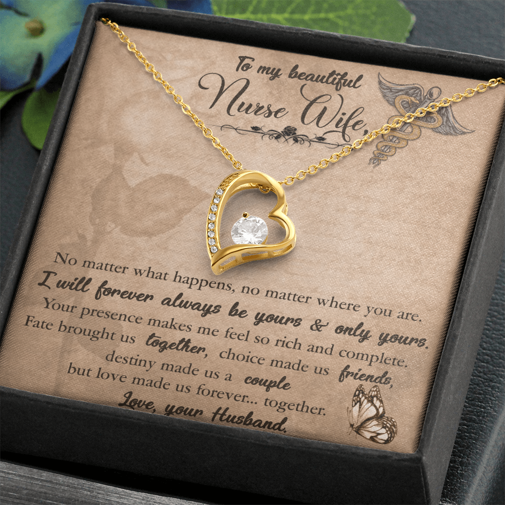 To My Beautiful Nurse Wife, Forever Love Necklace From Husband, Nurse Wife Jewelry, Gift For Nurse Wife, Nurse Wife Birthday Gift