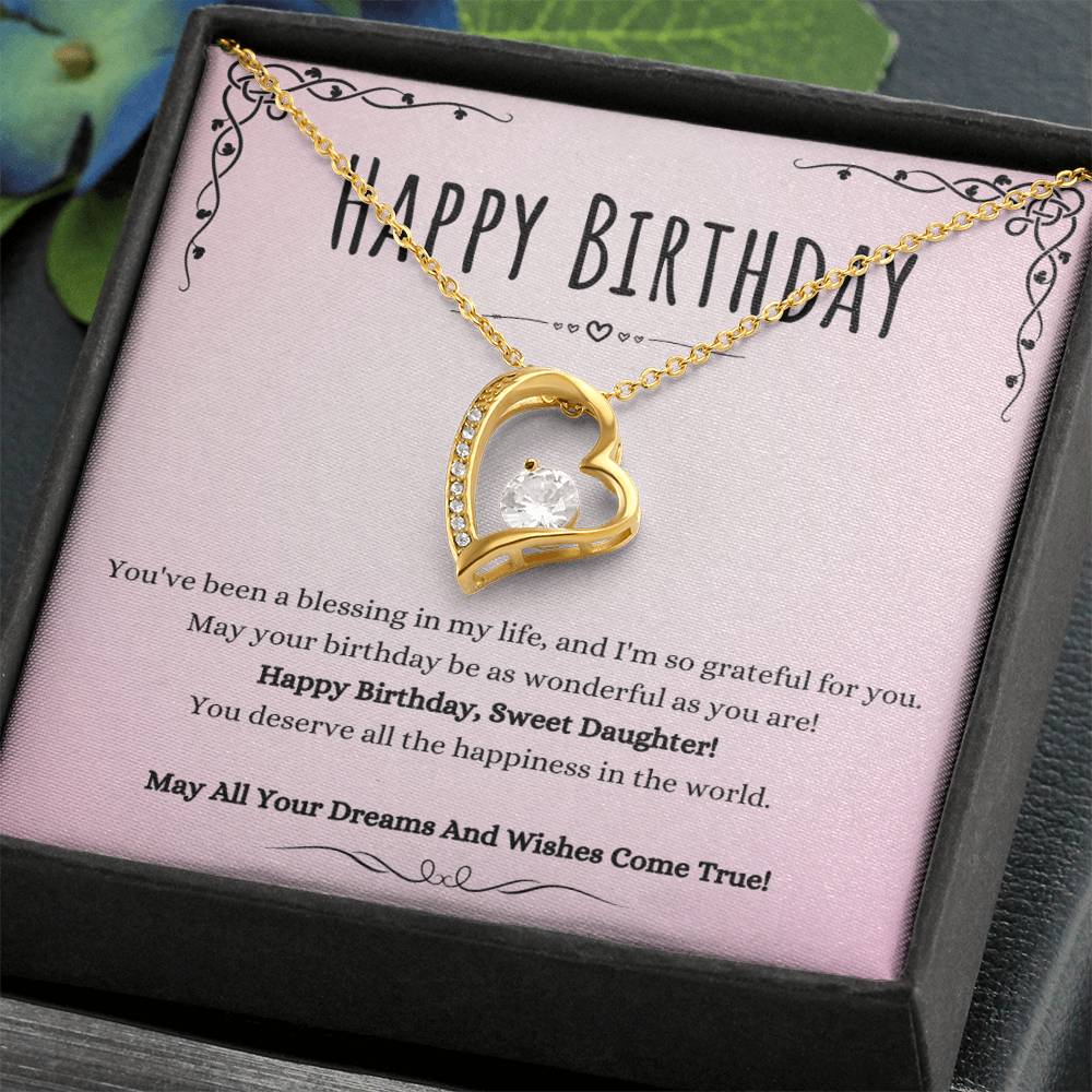 Daughter Birthday Heart Necklace Gift from Mom or Dad – Forever Love Pendant with CZ Crystal
