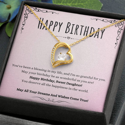 Daughter Birthday Heart Necklace Gift from Mom or Dad – Forever Love Pendant with CZ Crystal